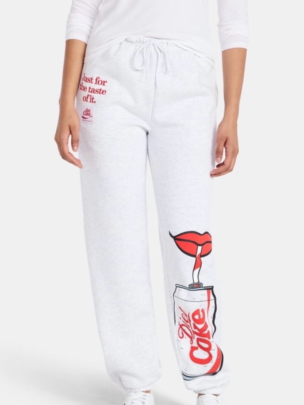 NEW DIET COKE Graphic LIGHT GREY Sweatpants ELASTIC DRAWSTRING POCKETS SZ LARGE